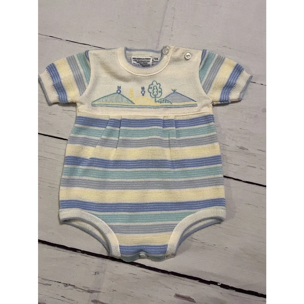 Vintage Friemanit Infant Baby One Piece Outfit Acrylic 6 Months